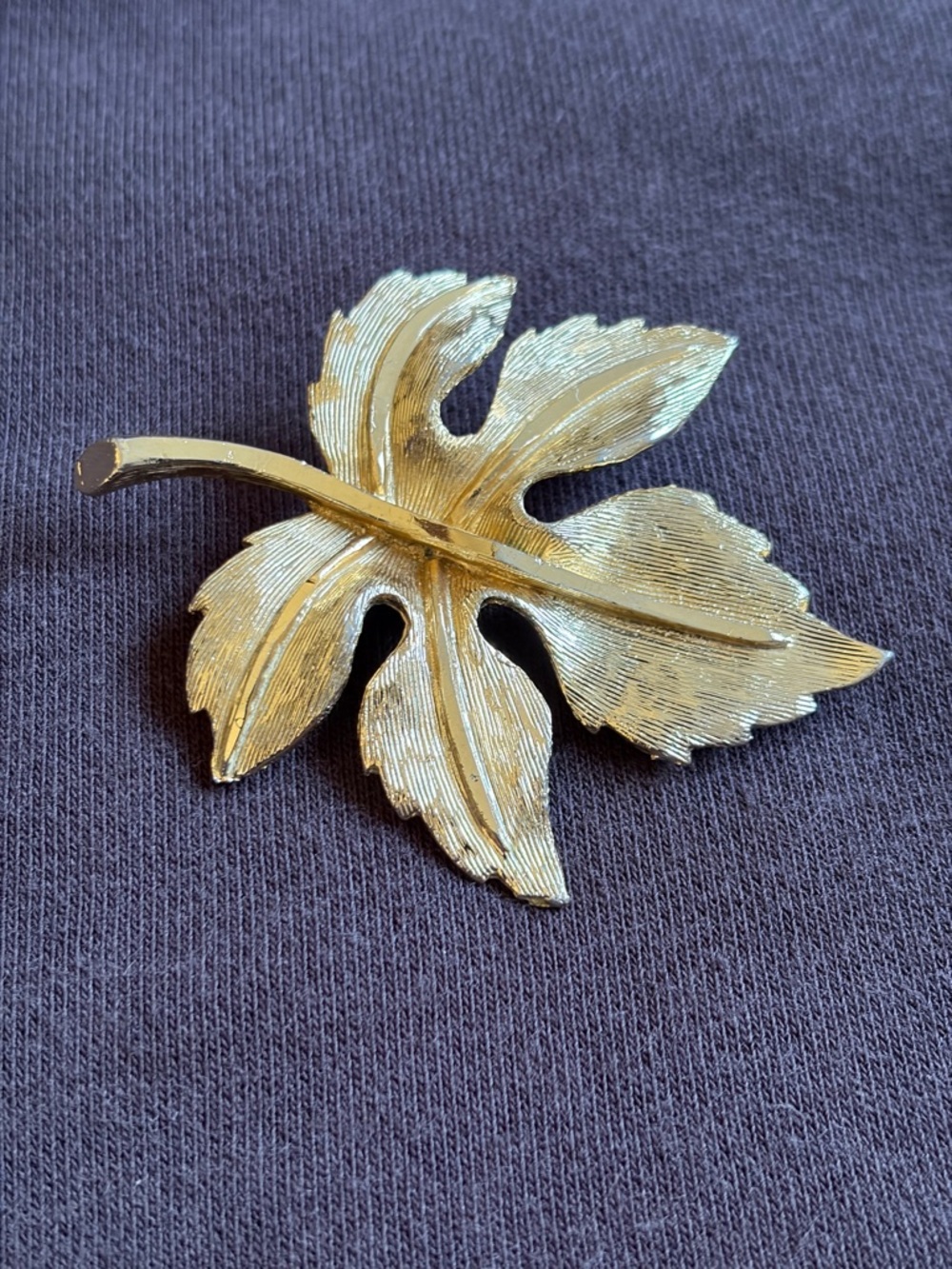 Gold Leaf Brooch - Textured Vintage Style